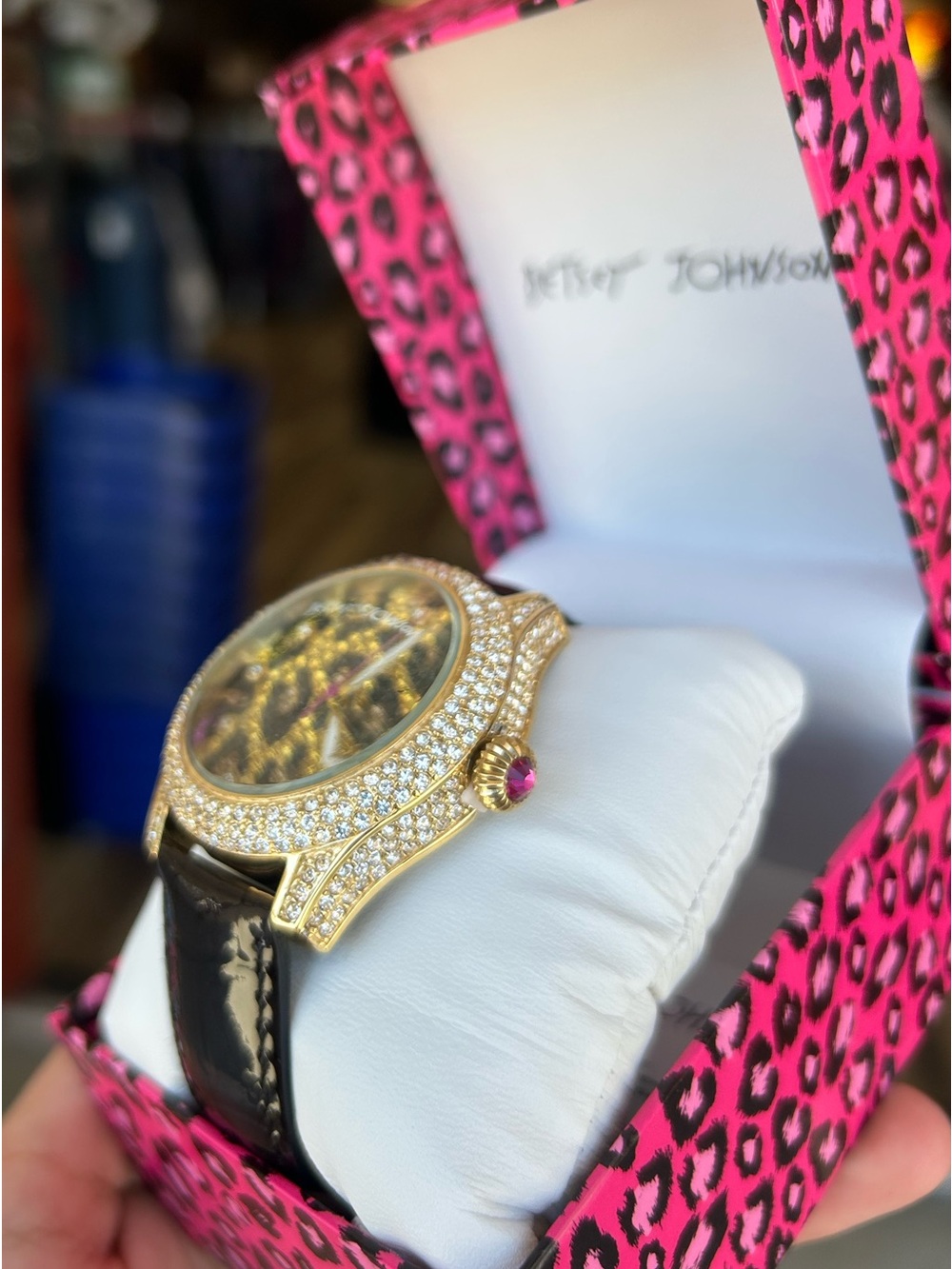 Betsey Johnson Leopard Rhinestone Watch - Picture 4 of 12
